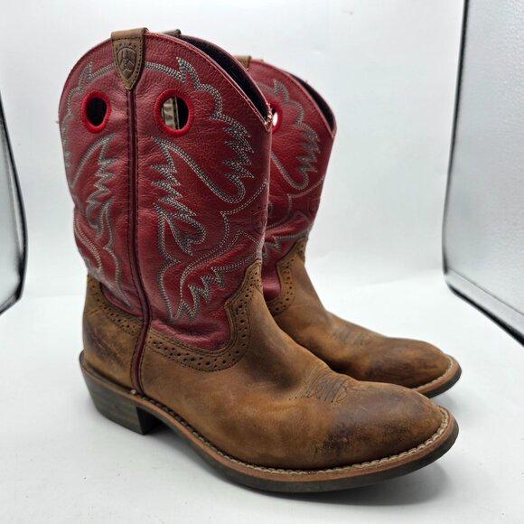 Ariat Other - Ariat Heritage Roughstock Kids Size 3 Brown Red Western Leather Boots Casual